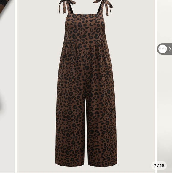 BloomChic Leopard Print  Shoulder Tie Jumpsuit Brown Nwt Size 12 - Picture 7 of 8